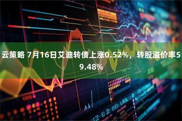 云策略 7月16日艾迪转债上涨0.52%，转股溢价率59.48%